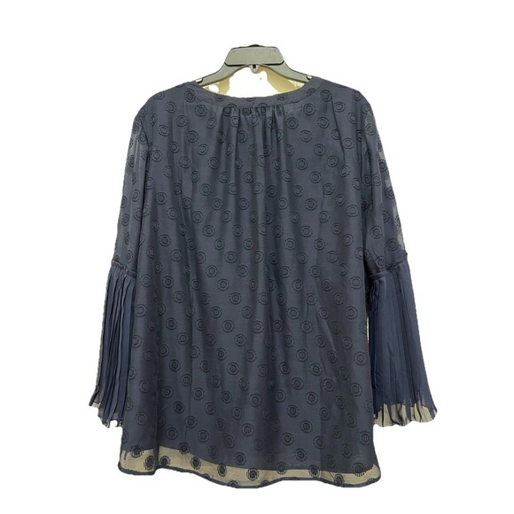 Isaac Mizrahi Live Navy Blue Polka Dots Tunic Sheer Blouse Size 20W - Picture 3 of 10